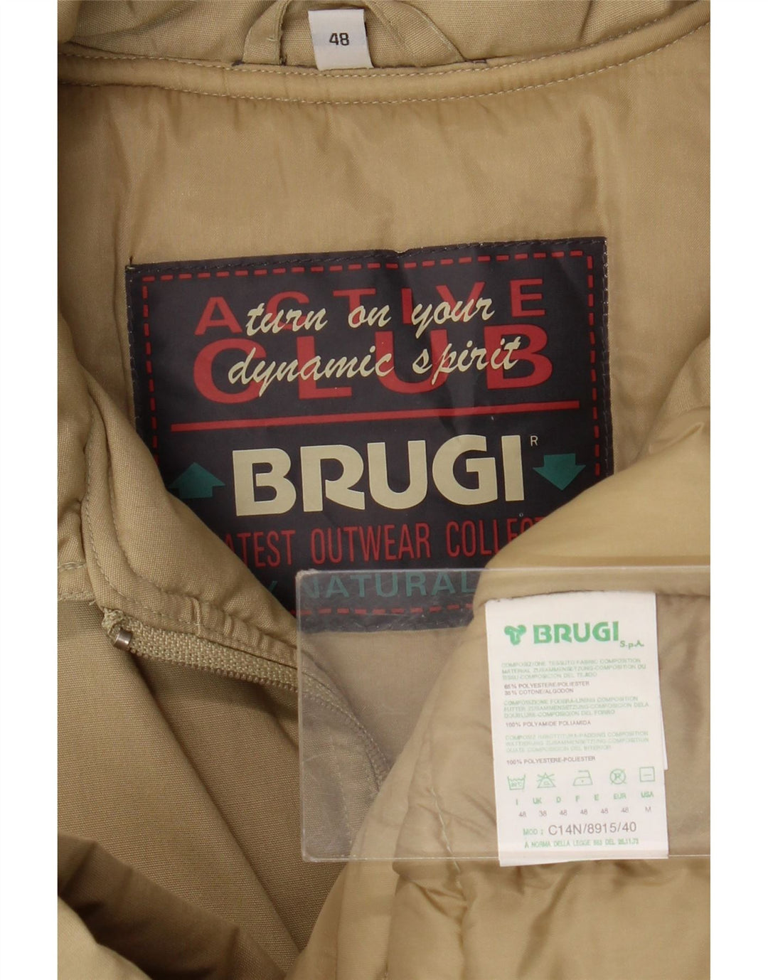 Brugi Herren Wattierter Mantel IT 48 Mittelbeige Polyester