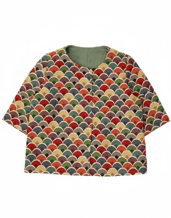 Vintage Damen 3/4 Ärmel Blazer Jacke UK 12 Medium Mehrfarbig