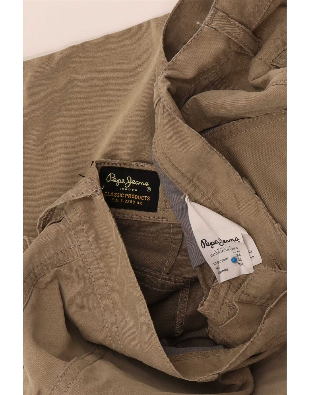 PEPE Jeans Herren Cargo-Bermudashorts W34 Large Beige Baumwolle