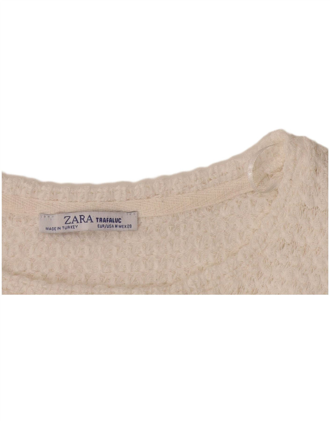 Zara Damen Trafaluc Strickblusenoberteil UK 14 Mittelweiß