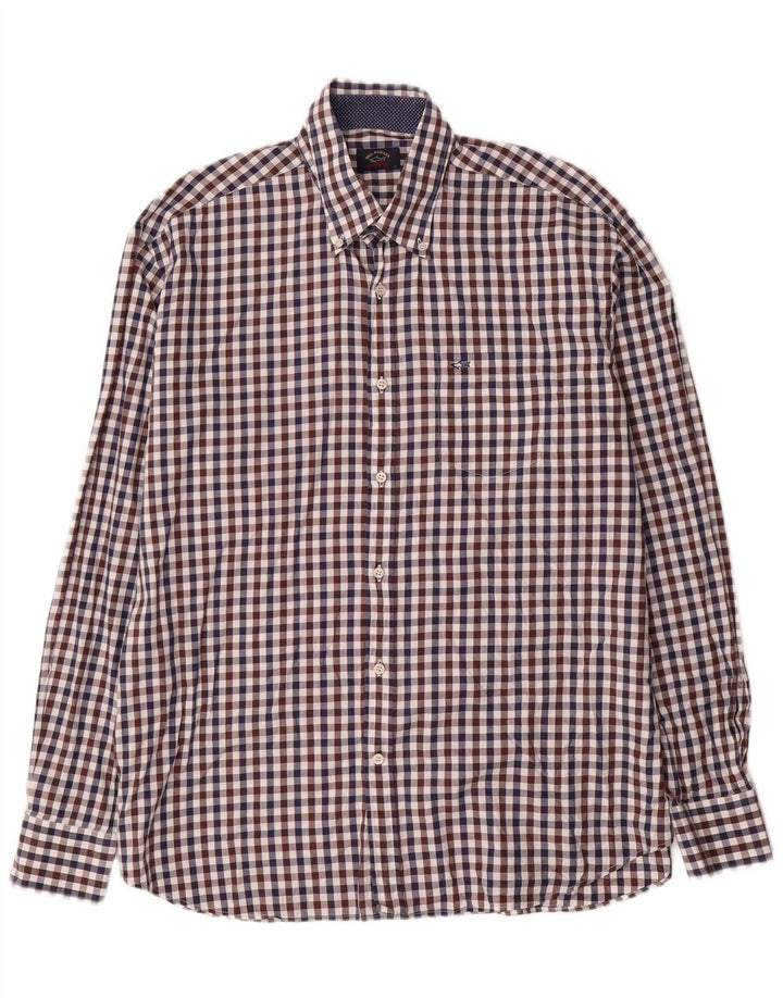 Paul & Shark Herren-Yachting-Hemd, Größe 43, große, mehrfarbige Gingham-Baumwolle