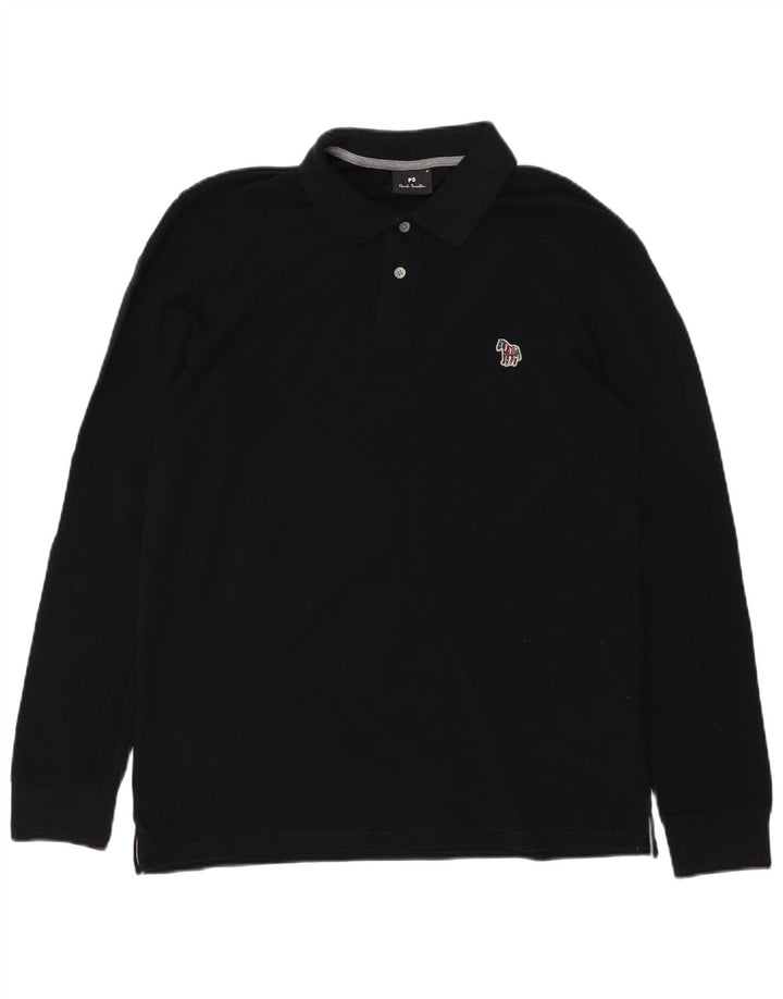 Paul Smith Herren Langarm-Poloshirt Medium Schwarz