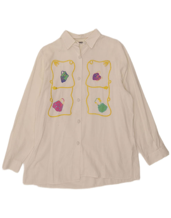 Enara Camice Damen Grafikshirt UK 20 2XL Weiße Baumwolle