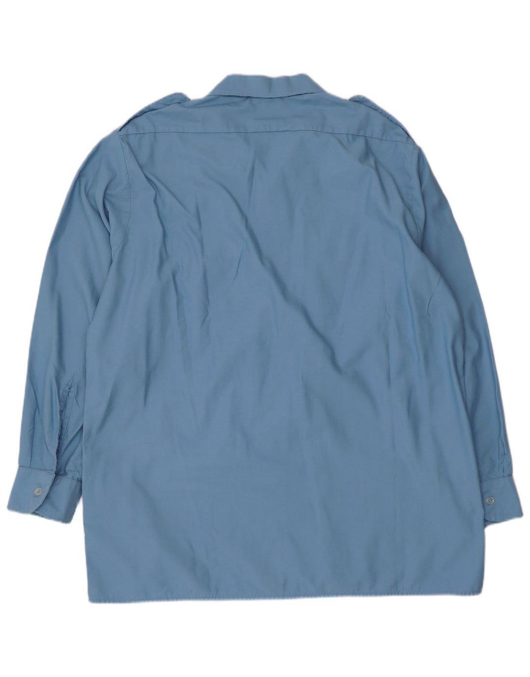 Vintage Herren-Militärhemd, Größe 43/44, großes blaues Polyester