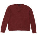 MARKS & SPENCER Womens Crop V-Neck Jumper Sweater UK 12 Medium Burgundy