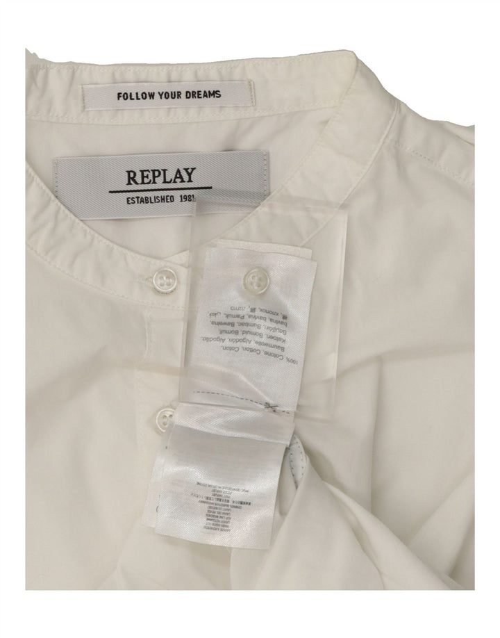 REPLAY Mens Shirt Large White Cotton Vintage Replay and Second-Hand Replay from Messina Hembry 