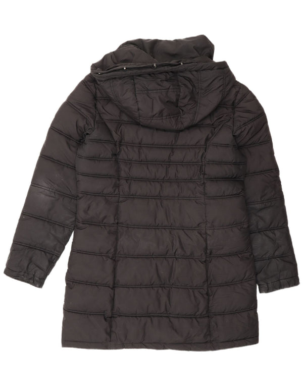 Superdry Wattierter Mantel mit Kapuze für Damen, UK 12, Mittelschwarz, Polyester