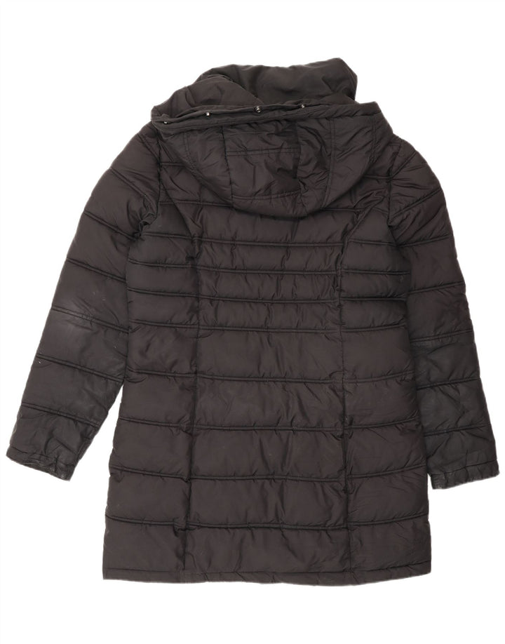 Superdry Wattierter Mantel mit Kapuze für Damen, UK 12, Mittelschwarz, Polyester