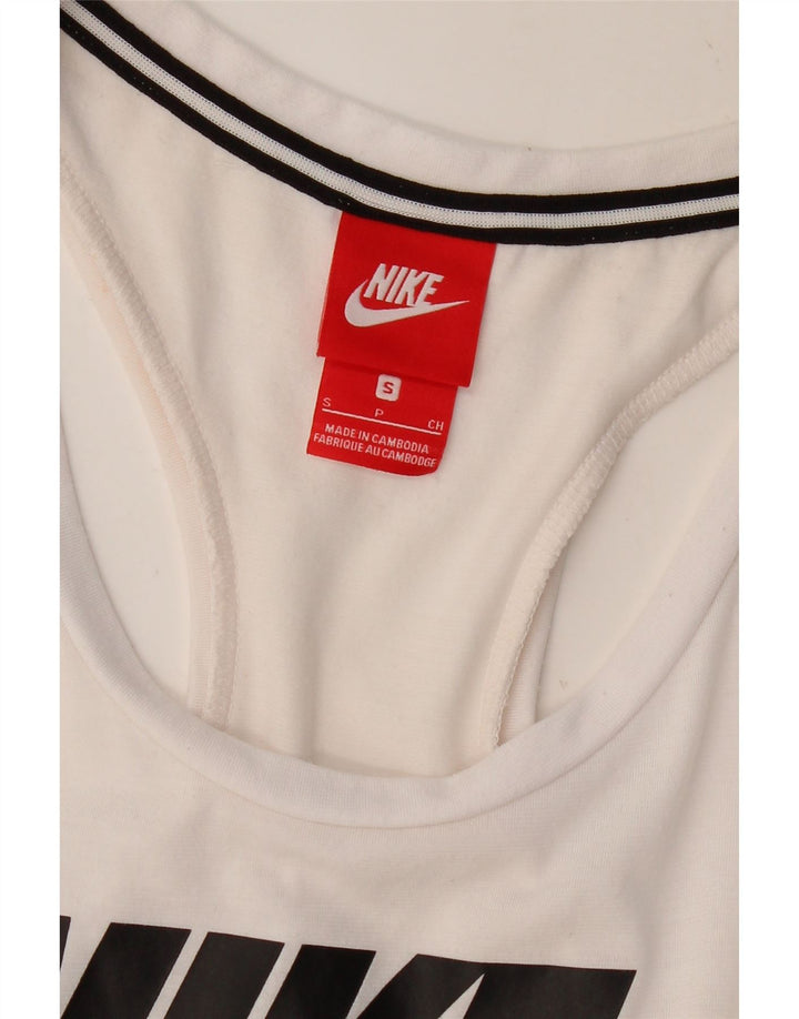 NIKE Womens Graphic Vest Top UK 10 Small White Vintage Nike and Second-Hand Nike from Messina Hembry 