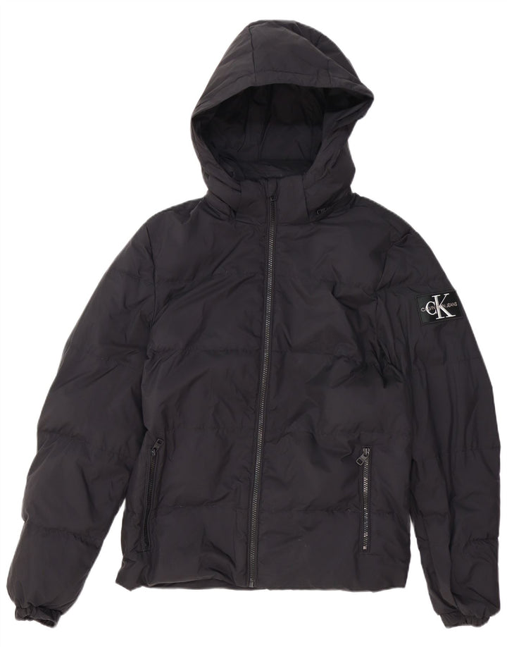 CALVIN KLEIN JEANS Herren-Jacke mit Kapuze, gepolstert, UK 34, XS, Schwarz, Polyester