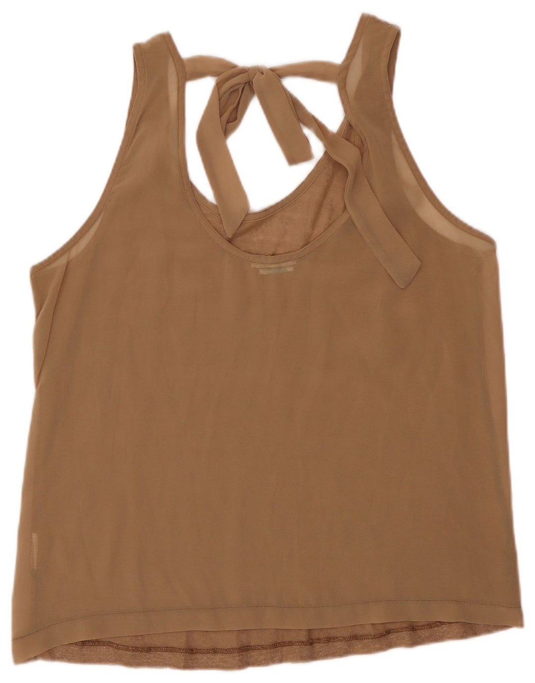 Benetton Damen Weste Top UK 12 Medium Beige Leinen