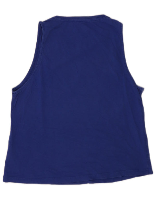 Adidas Damen Graphic Vest Top UK 8/10 Small Blaue Baumwolle