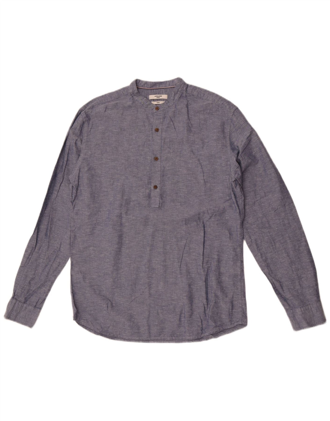 Jack & Jones Slim-Fit-Pulloverhemd für Herren aus mittelblau gefleckter Baumwolle