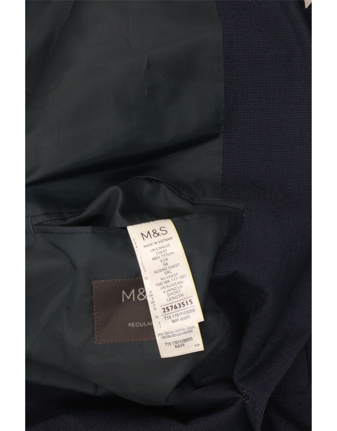 Marks & Spencer Herren-Blazer mit 2 Knöpfen, UK 46, XL, Marineblau, Polyester