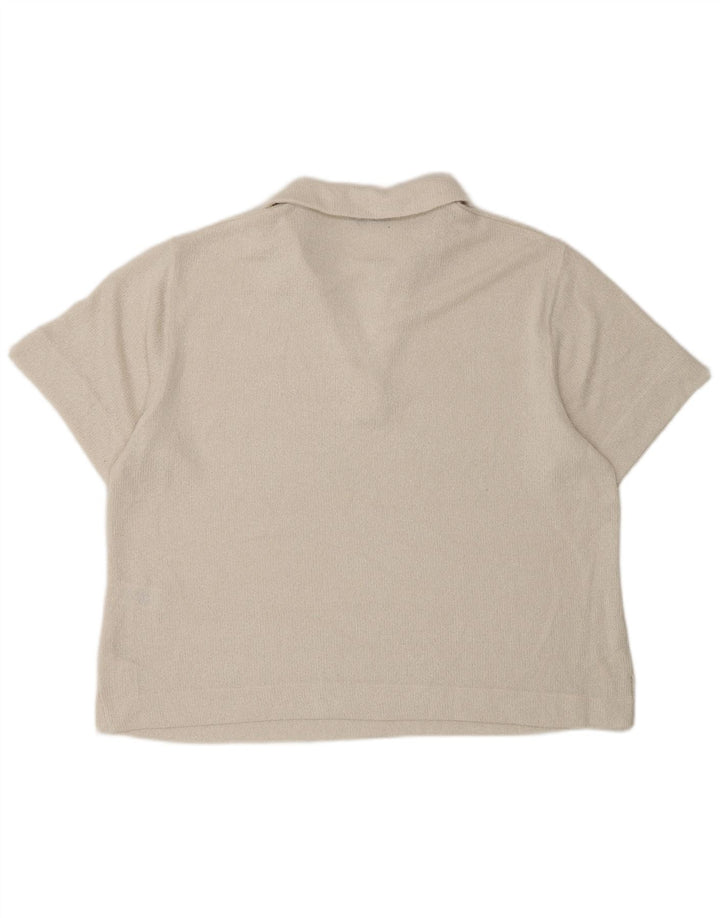Marks & Spencer Damen Poloshirt UK 16 Large Off White Polyester
