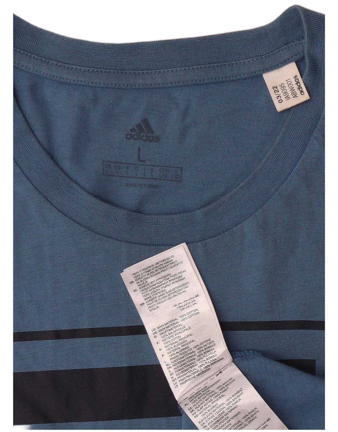 ADIDAS Mens Graphic T-Shirt Top Large Blue Cotton