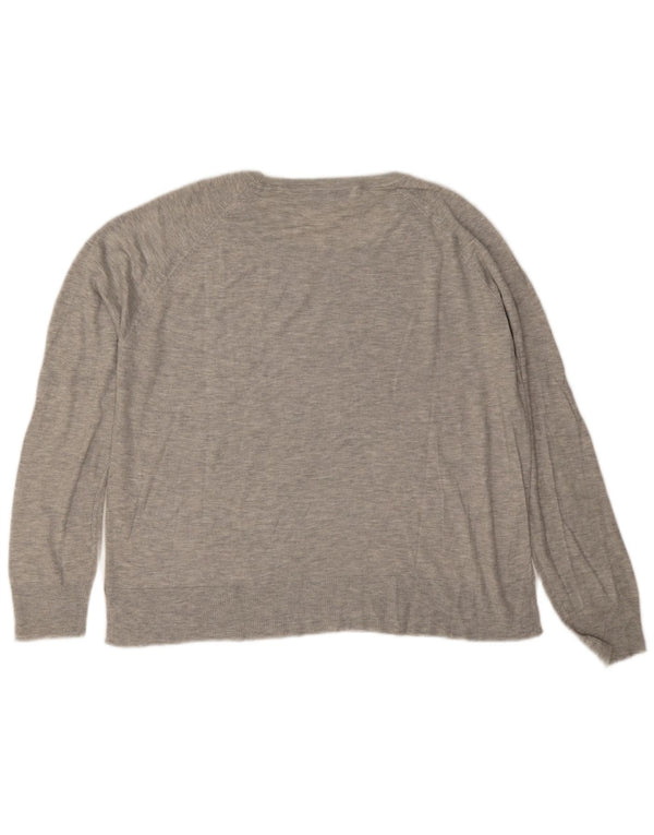 Zara Damen-Pullover mit U-Boot-Ausschnitt, Gr. 18, XL, graue Viskose