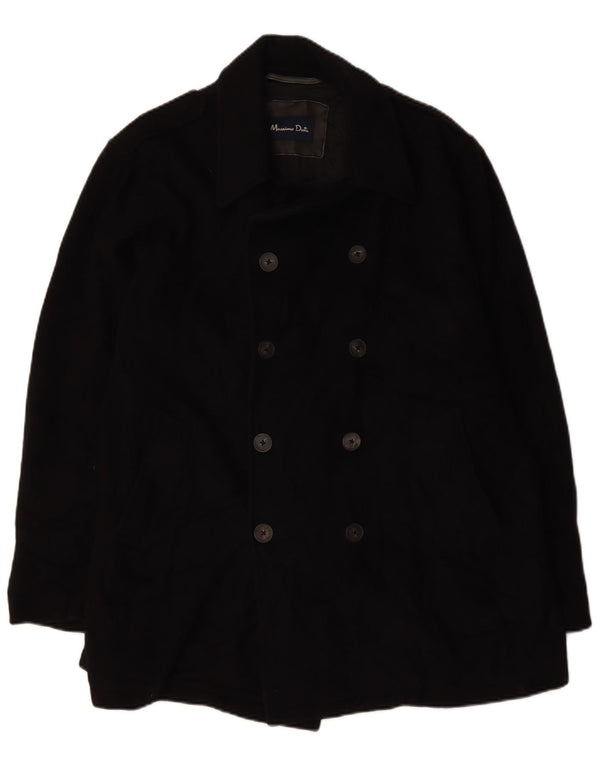 Massimo Dutti Herren Pea Coat UK 44 2XL Schwarze Wolle