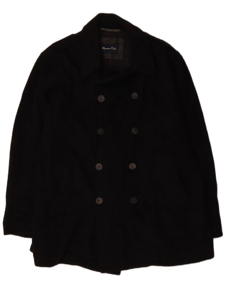 Massimo Dutti Herren Pea Coat UK 44 2XL Schwarze Wolle