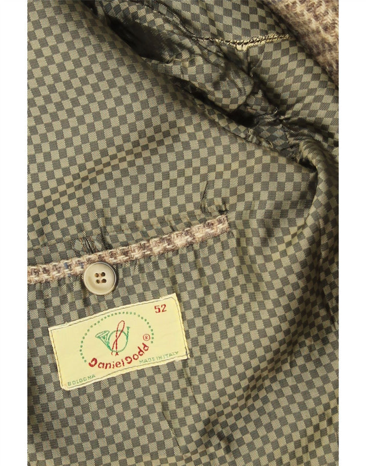 Vintage Herren 2-Knopf-Blazerjacke IT 52 XL Braune Hahnentritt-Schurwolle