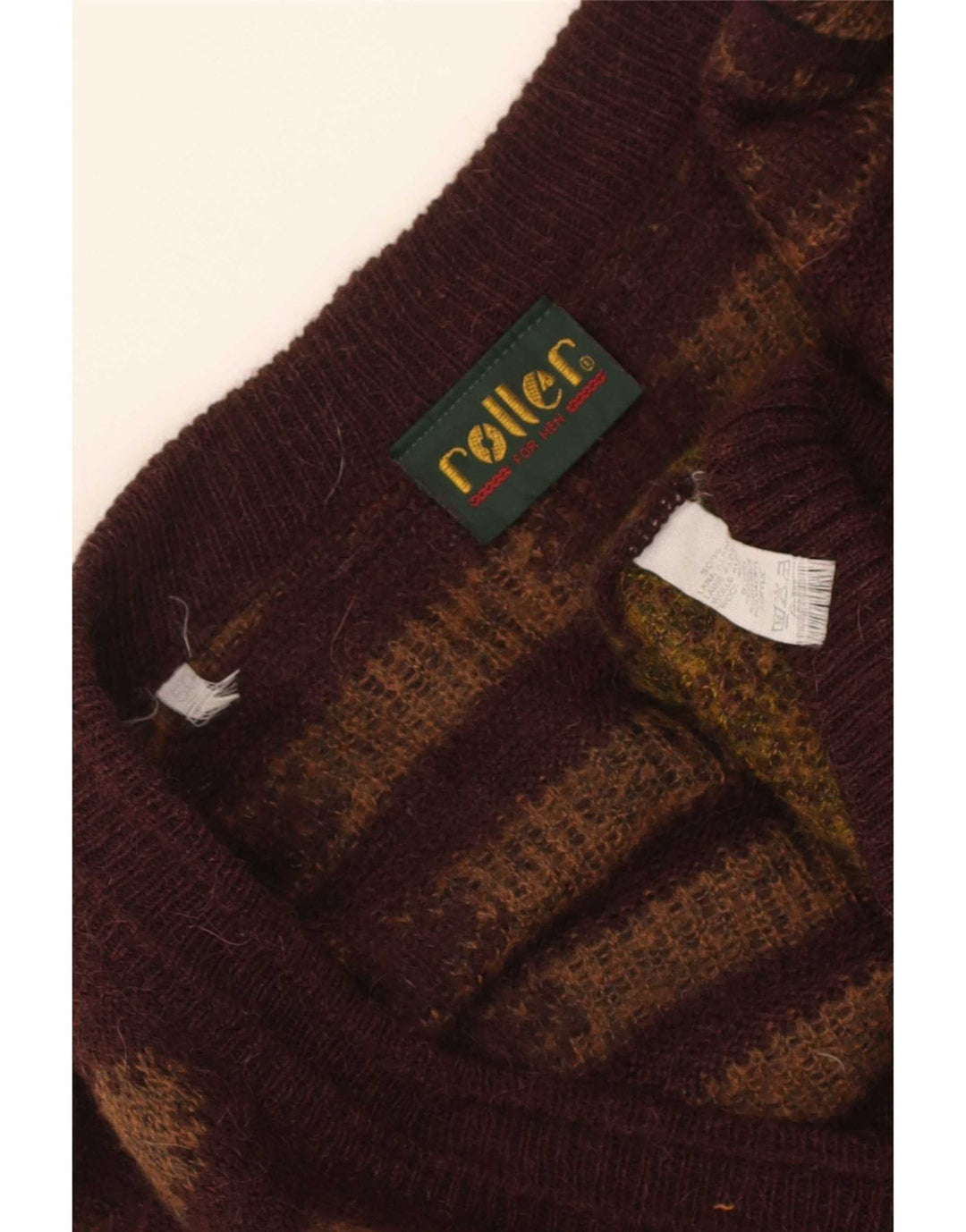 Vintage Herren Cardigan Pullover IT 50 Mittelbraun Fair Isle Alpakawolle