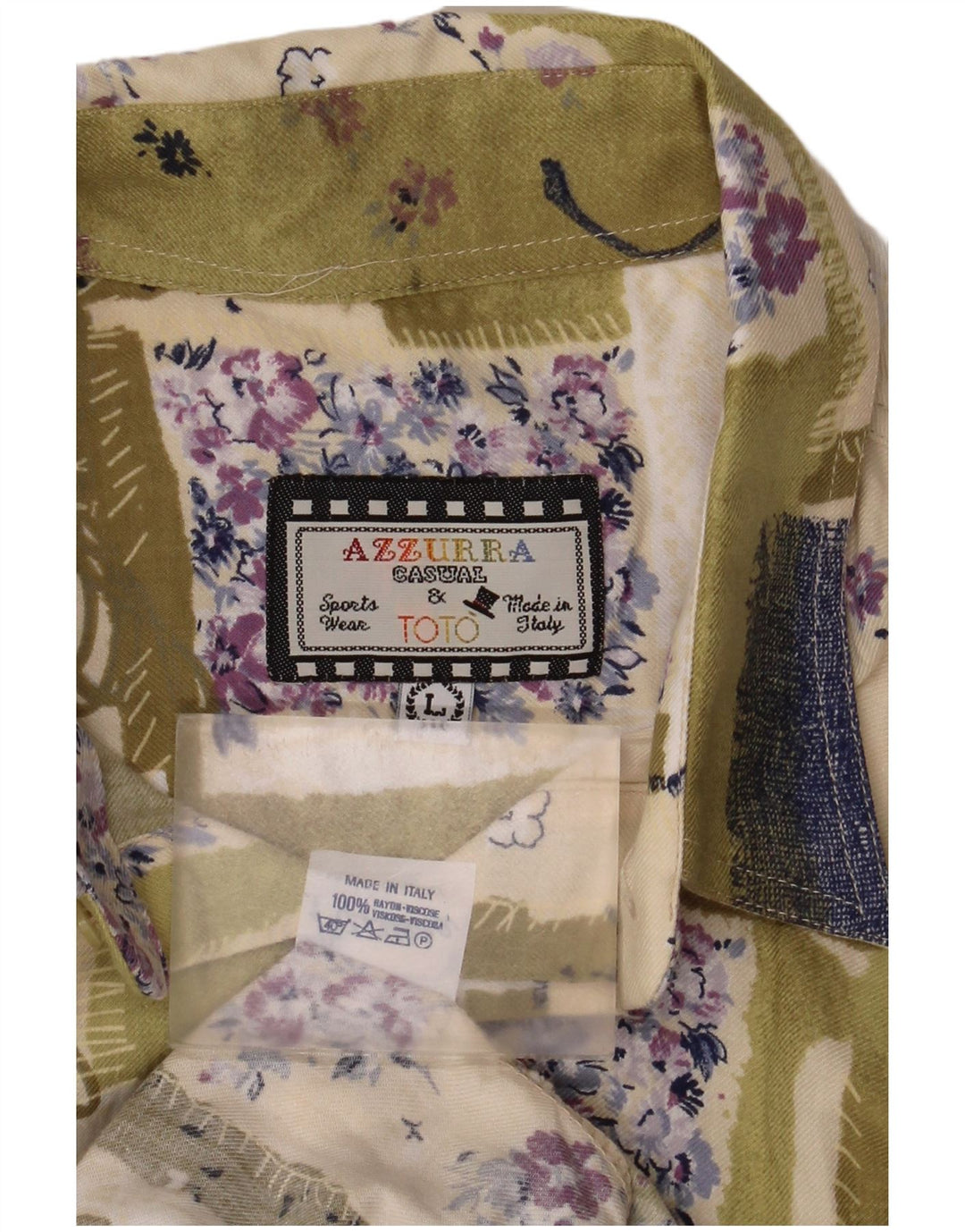 Azzurra Herren-Hemd, groß, grün, Patchwork-Viskose