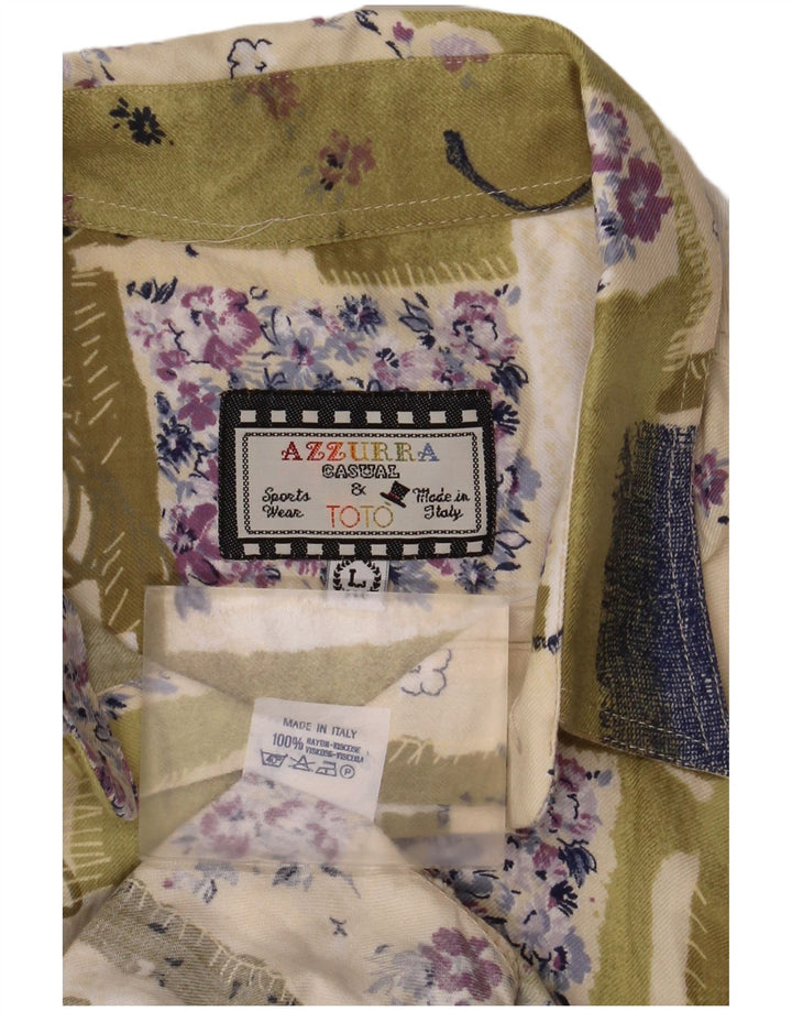 Azzurra Herren-Hemd, groß, grün, Patchwork-Viskose