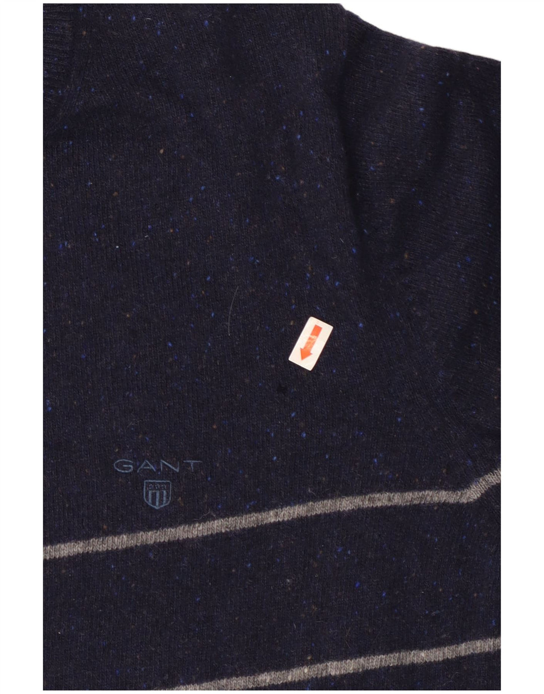 Gant Herren-Pullover mit Rundhalsausschnitt, mittlere marineblaue gestreifte Wolle