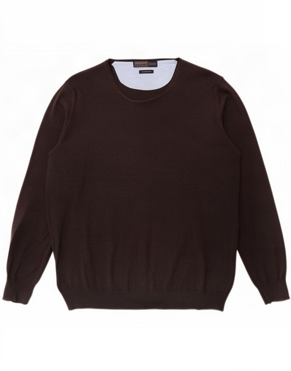 Zara Herren-Pullover, reguläre Passform, Rundhalsausschnitt, Größe L, Braun