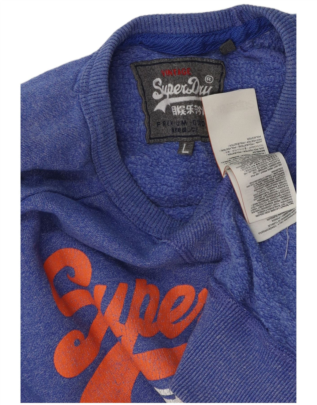 Superdry Herren-Sweatshirt mit Grafik, Größe L, aus blauer Baumwolle