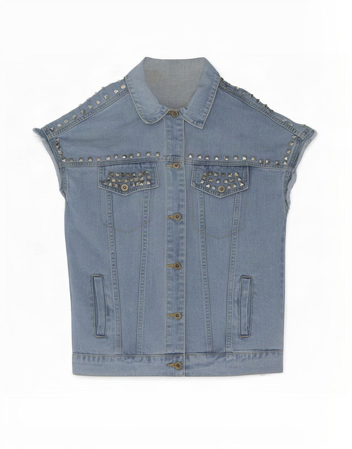 Vintage Damen Kurzarm Jeansjacke UK 16 Large Blau