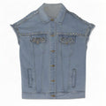 Vintage Damen Kurzarm Jeansjacke UK 16 Large Blau