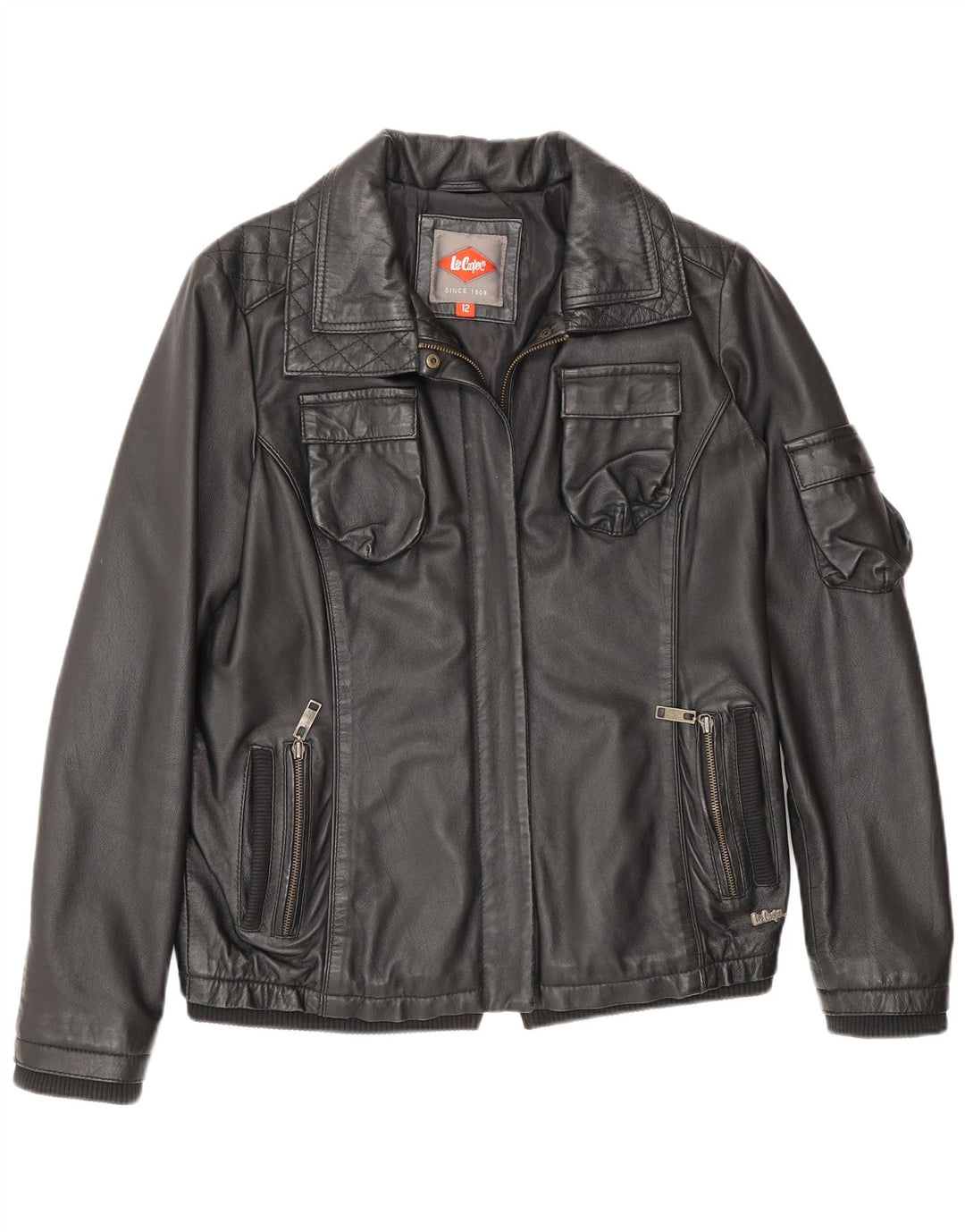 Lee Damen Cooper Lederjacke UK 12 Medium Schwarz