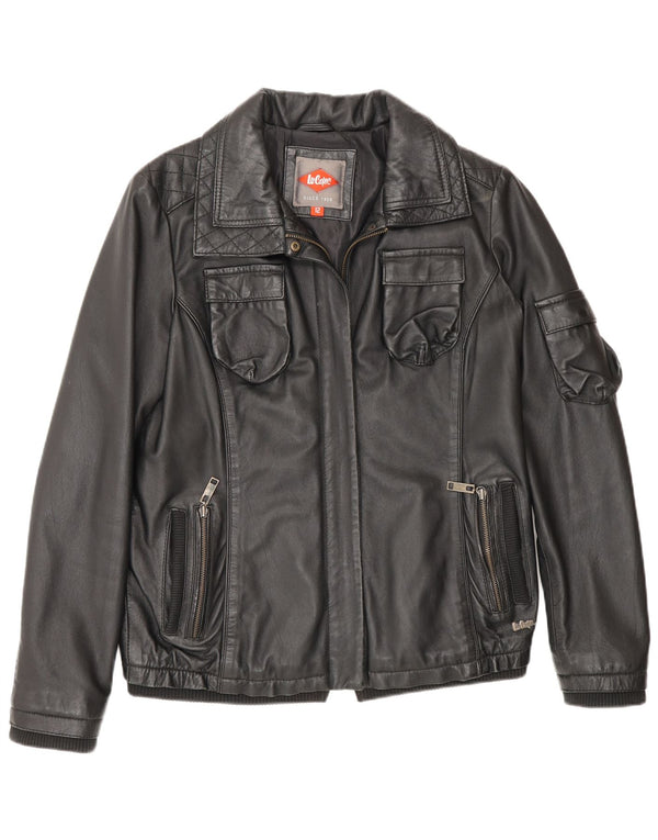 Lee Damen Cooper Lederjacke UK 12 Medium Schwarz