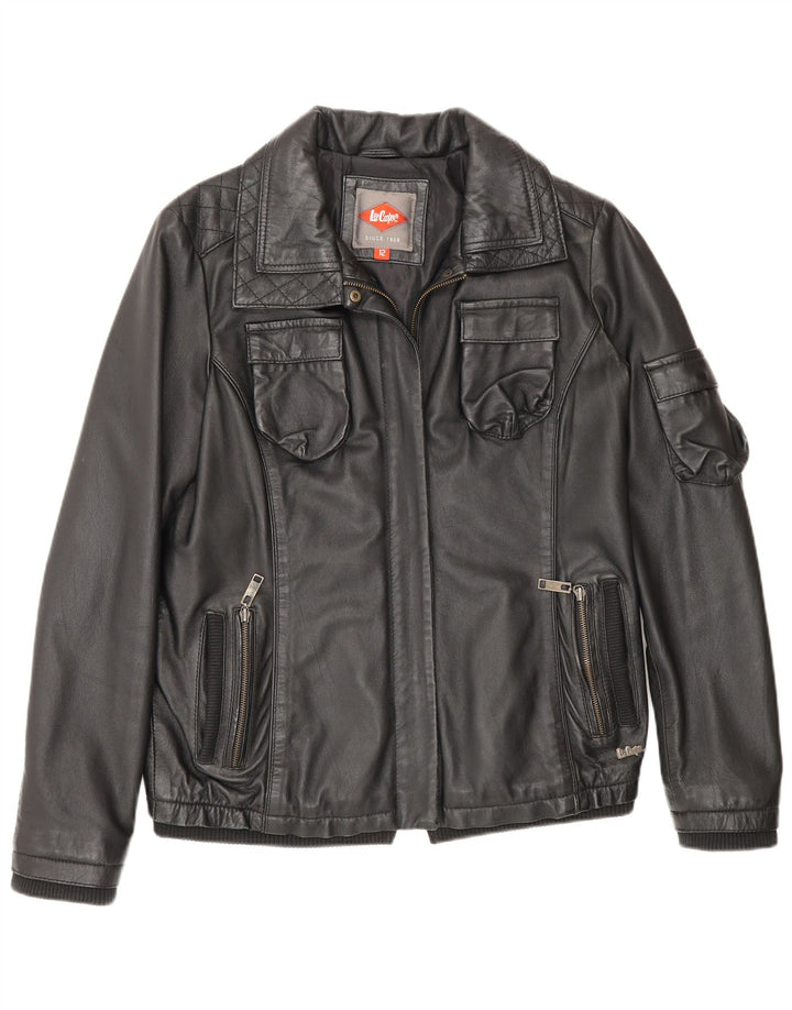 Lee Damen Cooper Lederjacke UK 12 Medium Schwarz