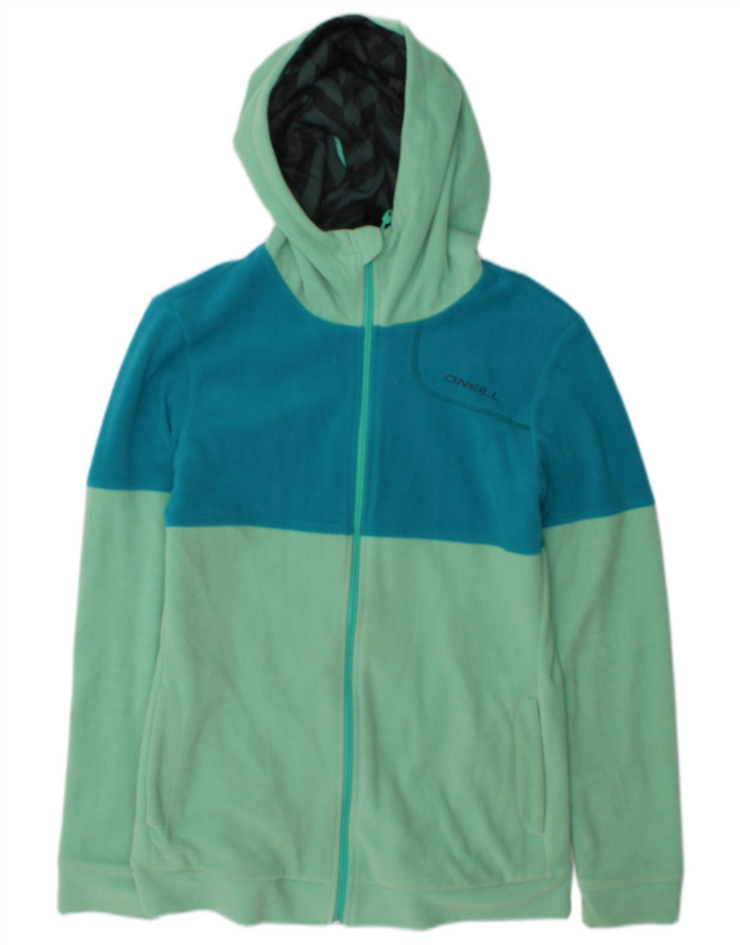 O'Neill Damen-Fleecejacke mit Kapuze, UK 12, Mittelgrün, Farbblock