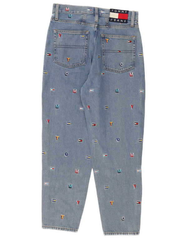 Tommy Hilfiger Damen High Waist Graphic Tapered Jeans W28 L26 Blaue Baumwolle