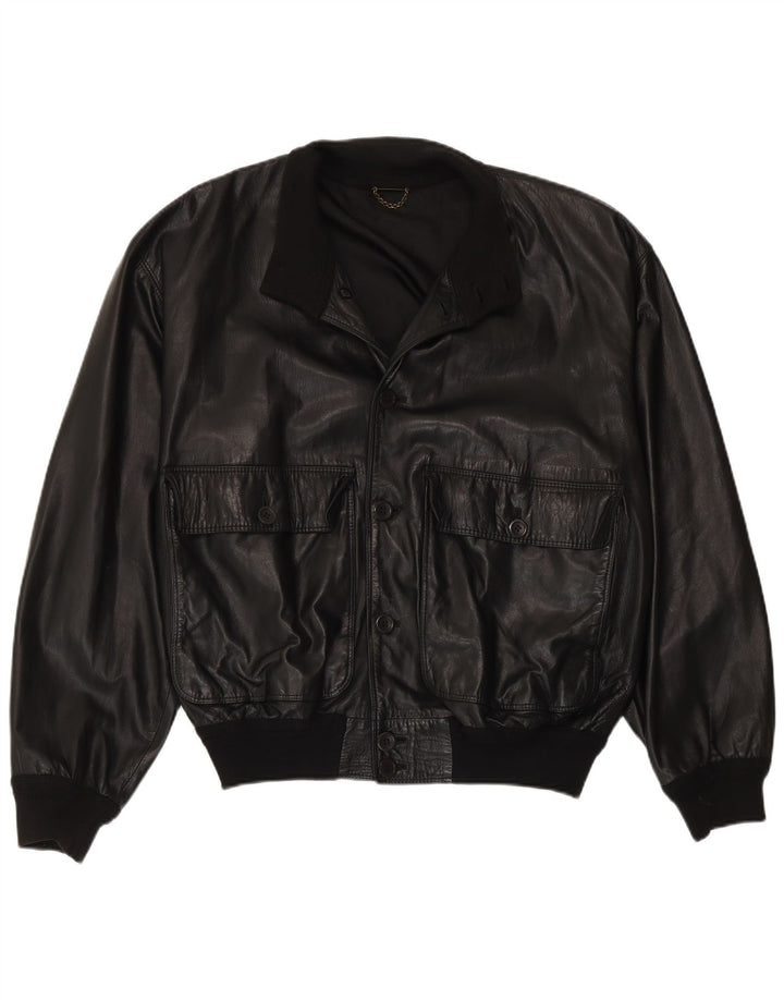 Lamatta Herren Lederjacke IT 52 XL Schwarz