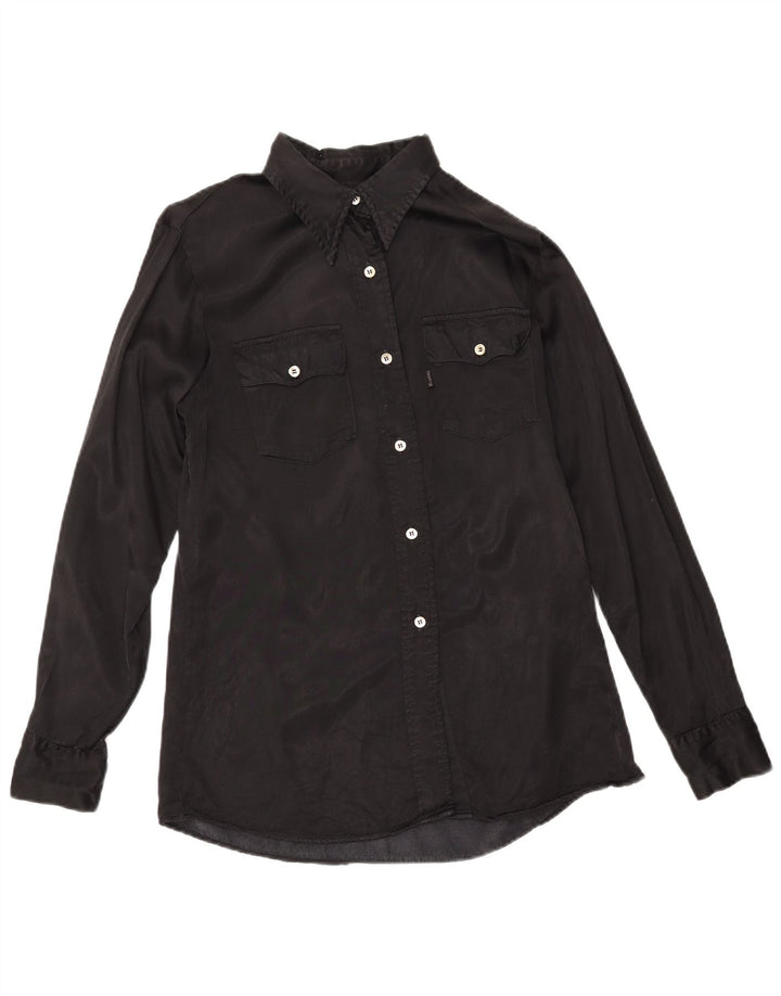 REPLAY Damen-Hemd UK 14 Mittelschwarze Viskose