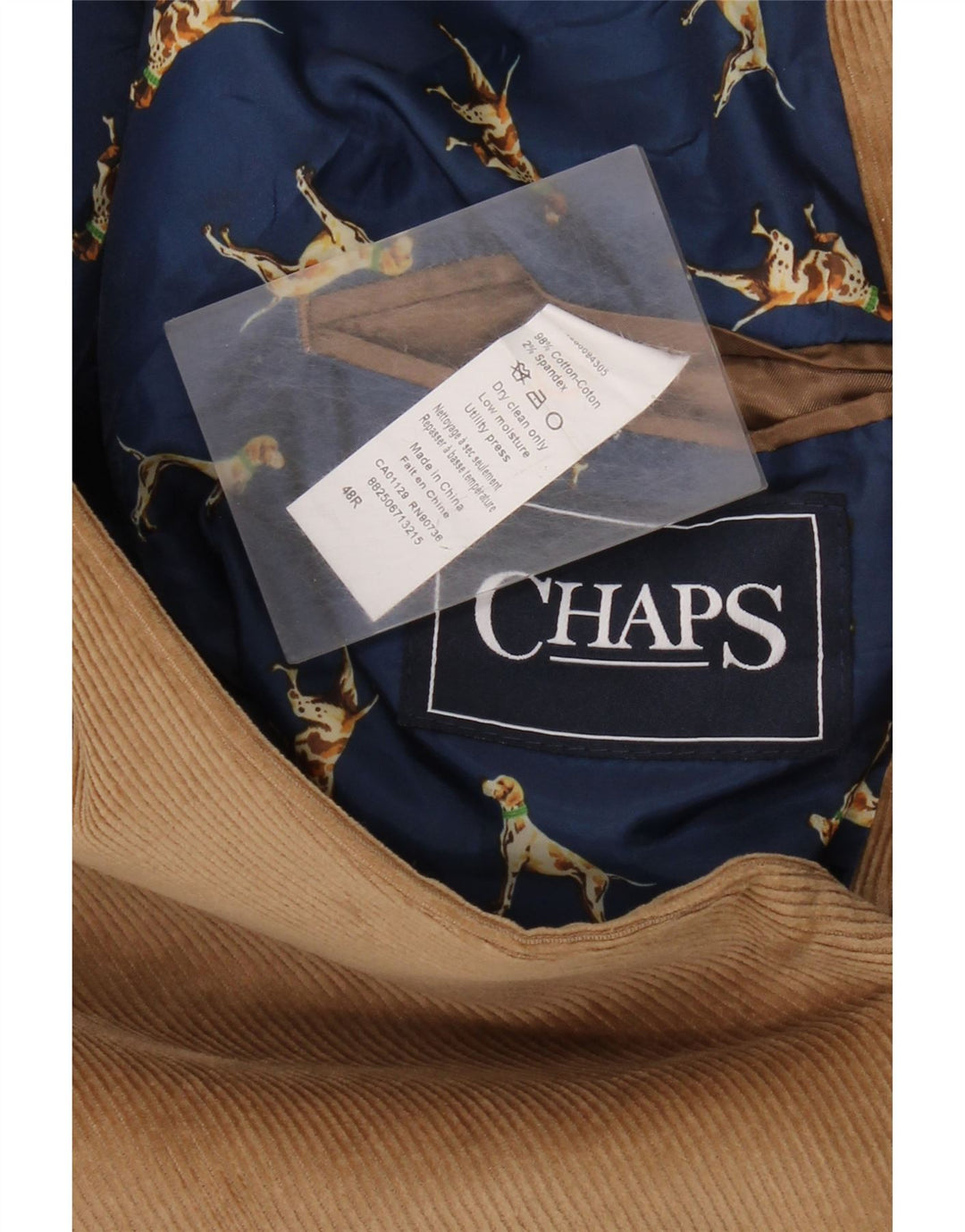 CHAPS Herren Cord-Blazer mit 2 Knöpfen, UK 48, 4XL, braune Baumwolle