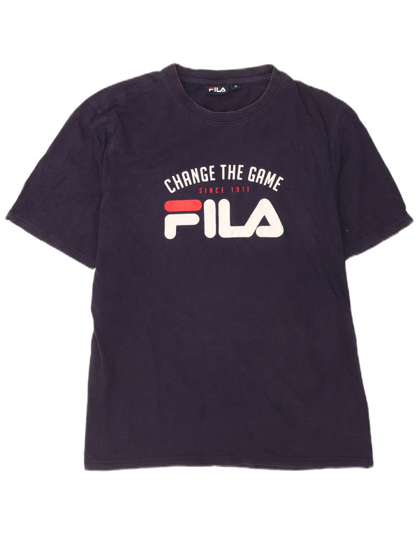 Fila Herren Grafik T-Shirt Top XL Marineblau Baumwolle