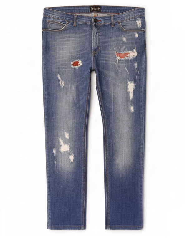 Zara Herren Distressed Slim Jeans EU 46 XL W36 L30 Blau