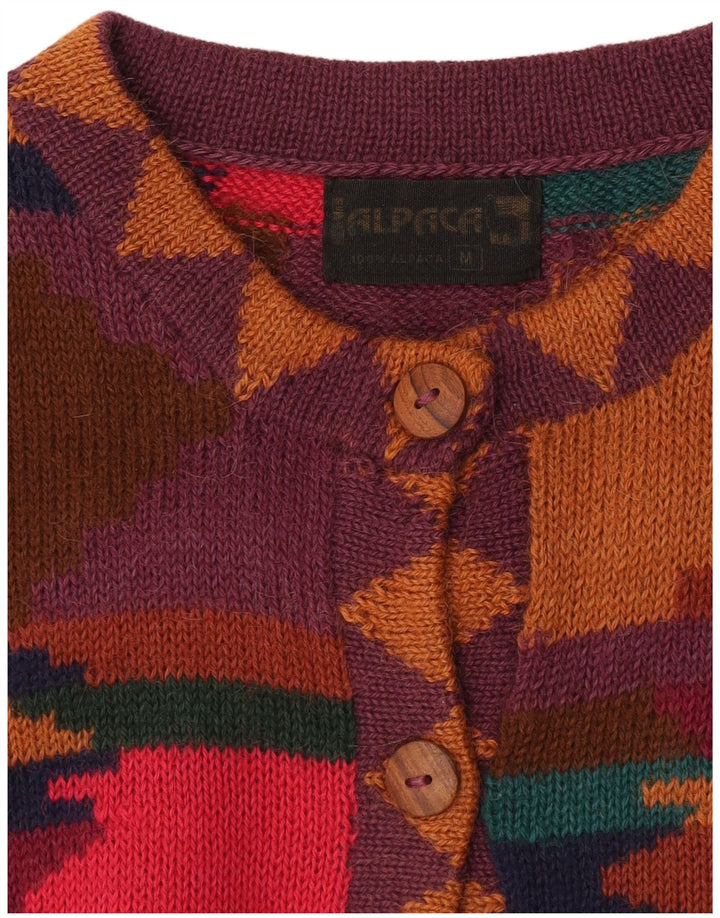 Vintage Damen Cardigan Pullover UK 14 Medium Mehrfarbig Geometrisch