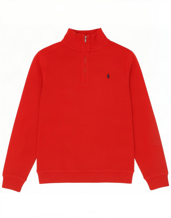 Polo Ralph Lauren Jungen-Oberteil mit Reißverschluss, langärmlig, 10–11 Jahre, Mittelrot