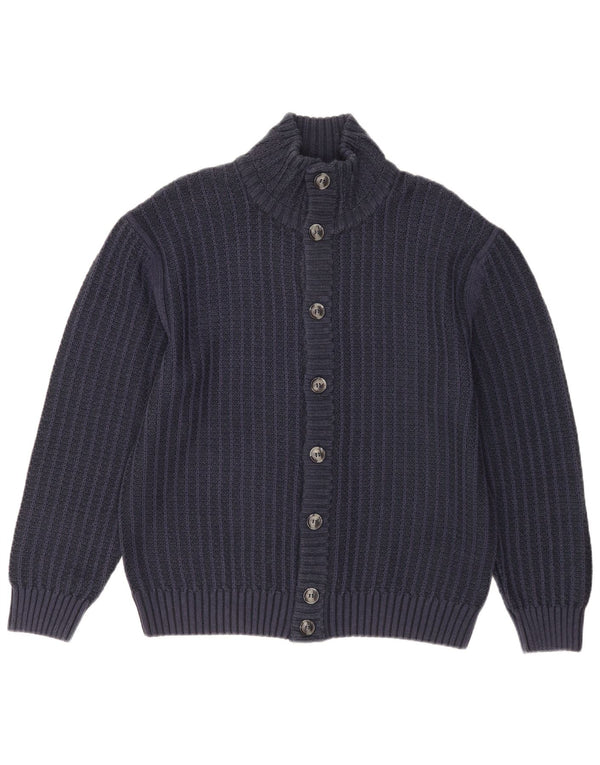 Vintage Herren Cardigan Pullover UK 40 Medium Navy Blue Baumwolle