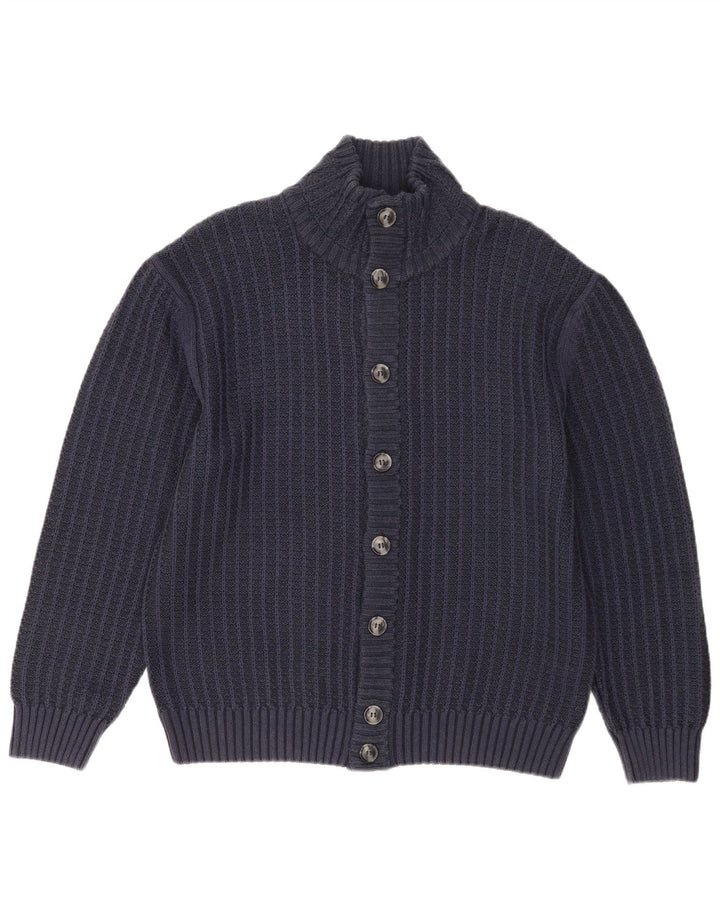 Vintage Herren Cardigan Pullover UK 40 Medium Navy Blue Baumwolle
