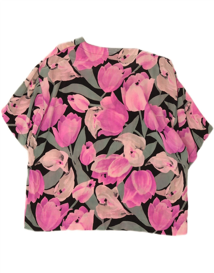 VINTAGE Womens Blouse Top UK 16 Large Pink Floral Vintage Vintage and Second-Hand Vintage from Messina Hembry 