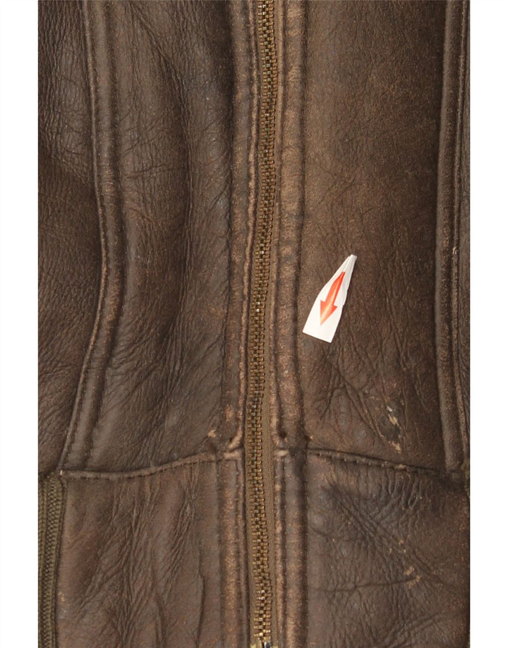 Vintage Herren Bomber Shearling Jacke UK 36 Small Brown