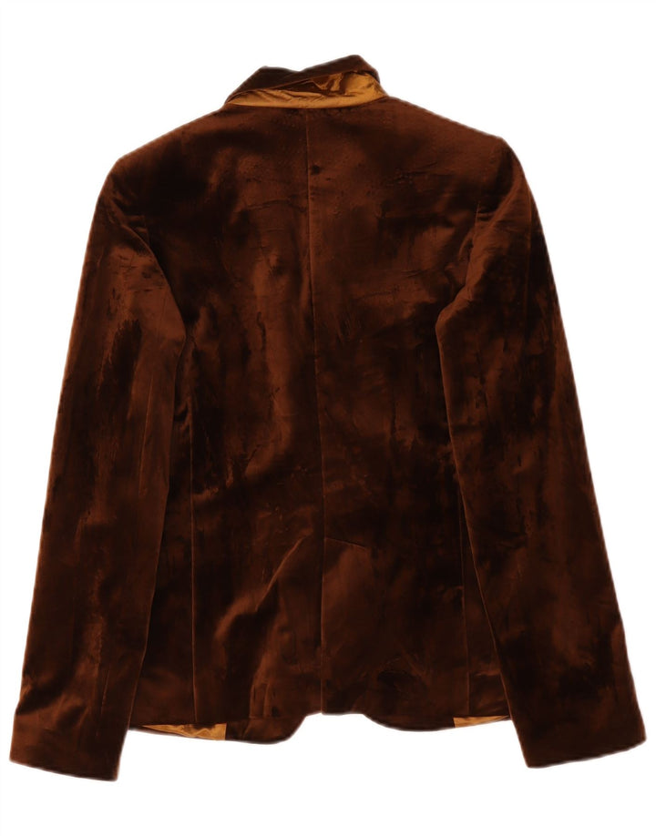 Vintage Damen Velours-Blazerjacke IT 42 Mittelbraunes Polyester