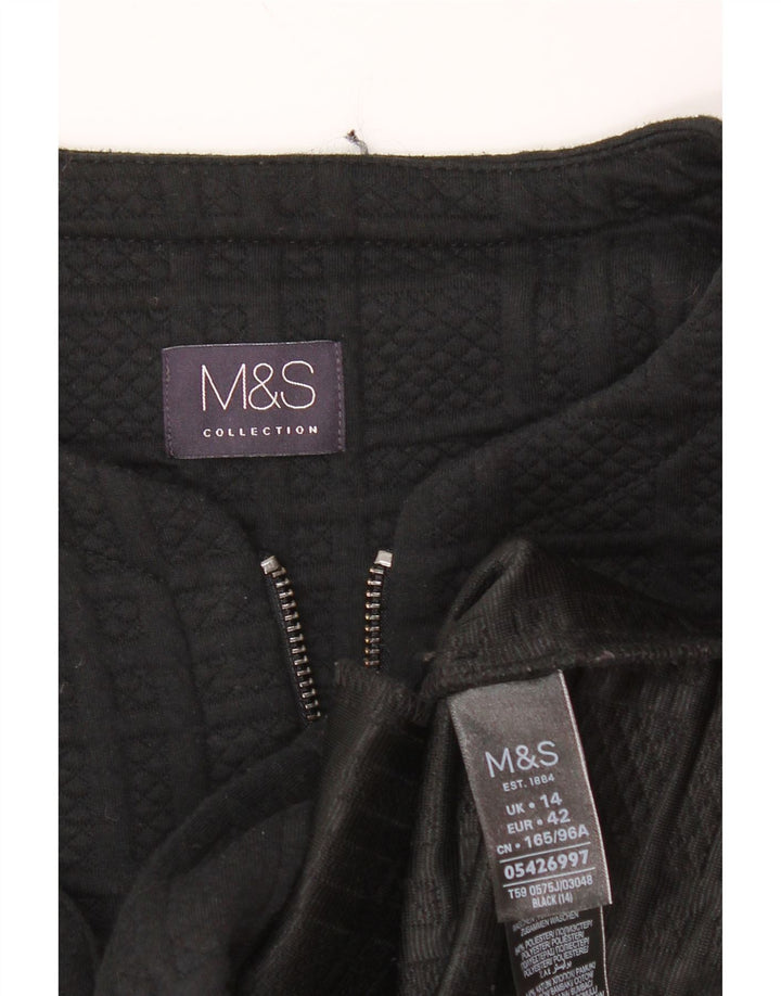 MARKS & SPENCER Damen Crop Blazer Jacke UK 14 Mittelschwarzes Polyester